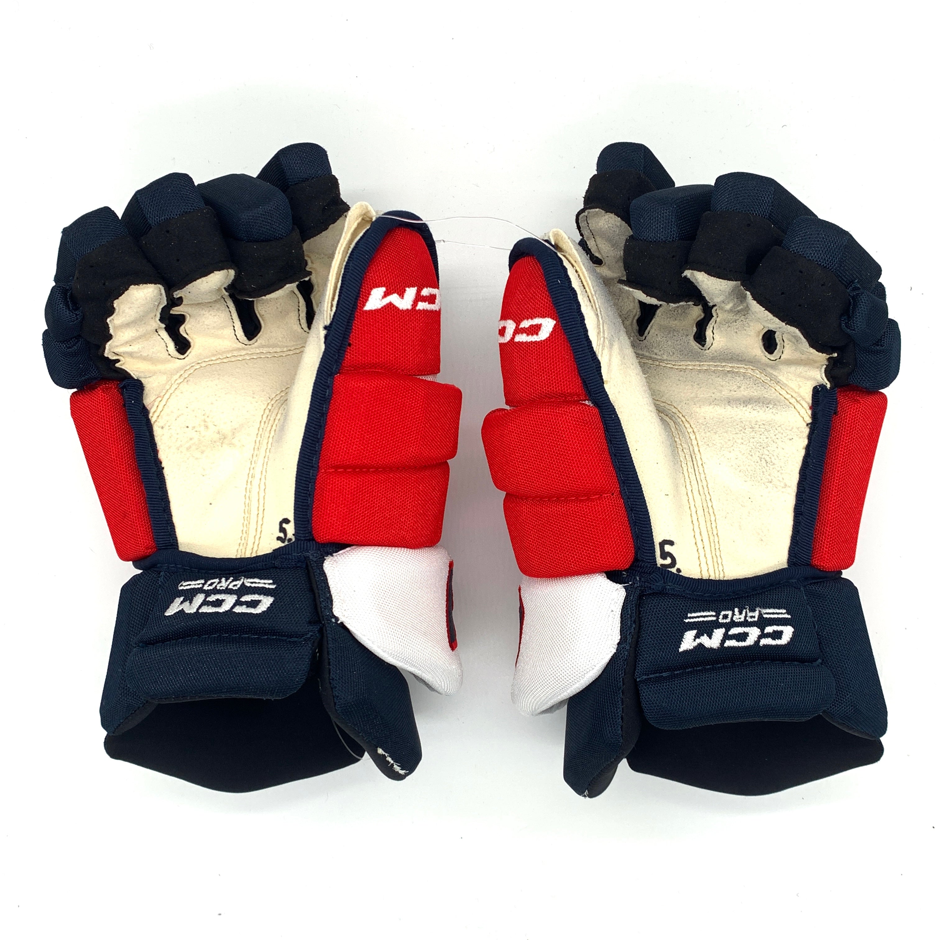 CCM HGTK - Gants d'occasion NHL Pro Stock - Capitals de Washington - Lars Eller (bleu marine/rouge/blanc)